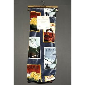 National Parks Plush Fleece Throw Blanket 50X70” Denali Glacier Yellowstone NWT